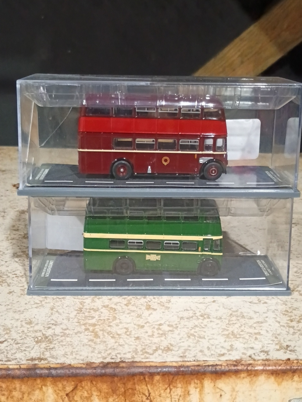 Double Decker Die-Cast Bus Toy Set - Red and Green